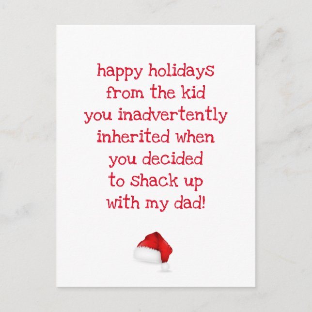 Funny Quote for Bonus Mum Christmas Postcard (Front)