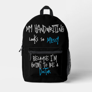Funny Quote Future Doctor Black Printed Backpack