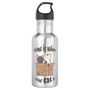 Funny quote Home is where your cat is 532 Ml Water Bottle