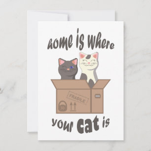 Funny quote Home is where your cat is Card