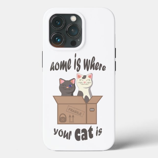 Funny quote Home is where your cat is Case-Mate iPhone Case (Back)