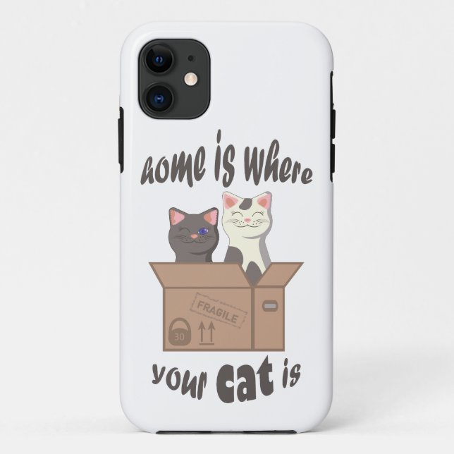 Funny quote Home is where your cat is Case-Mate iPhone Case (Back)