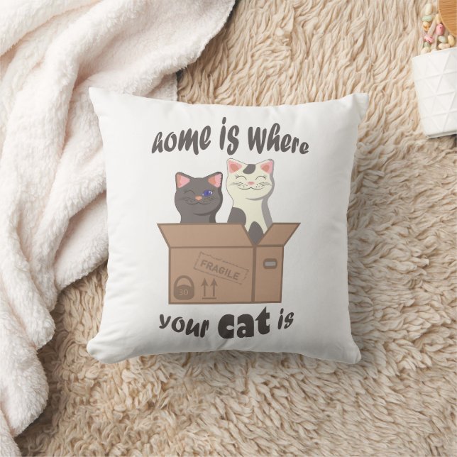 Funny quote Home is where your cat is Cushion (Blanket)