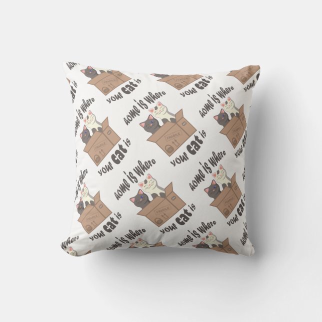 Funny quote Home is where your cat is Cushion (Front)