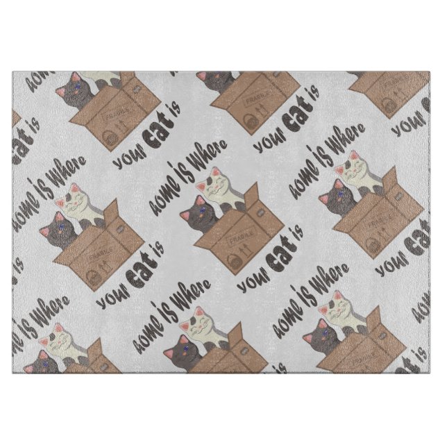 Funny quote Home is where your cat is Cutting Board (Front)