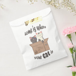 Funny quote Home is where your cat is Favour Bags