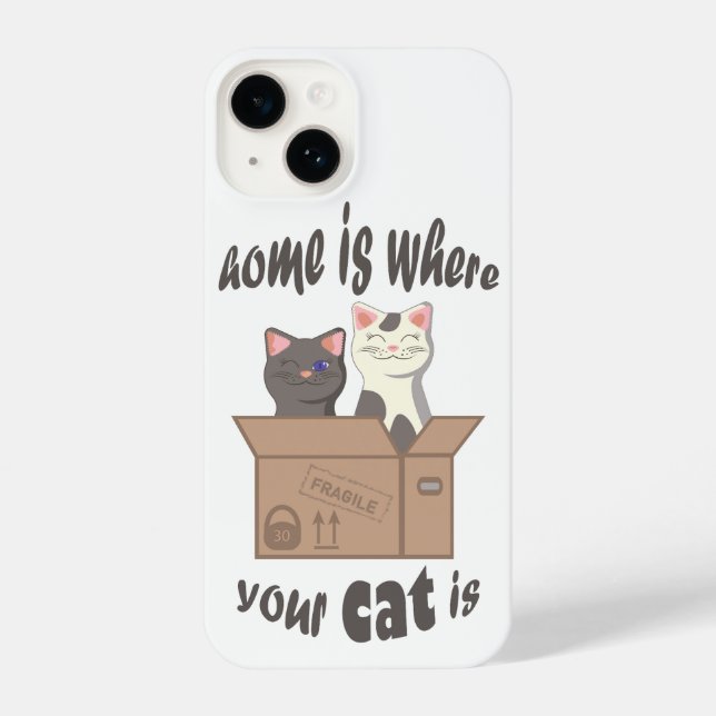 Funny quote Home is where your cat is iPhone Case (Back)