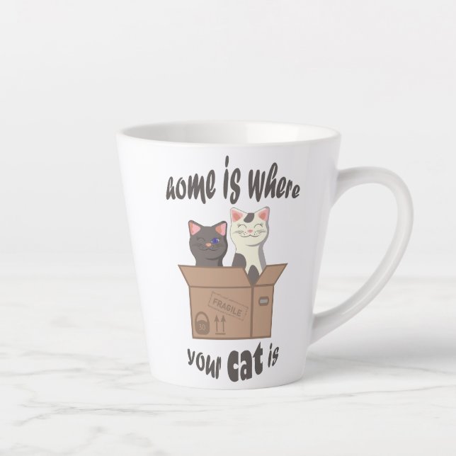 Funny quote Home is where your cat is Latte Mug (Right)