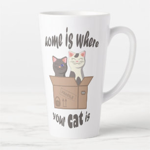Funny quote Home is where your cat is Latte Mug