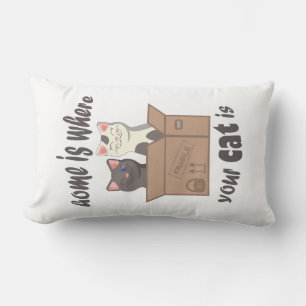 Funny quote Home is where your cat is Lumbar Cushion
