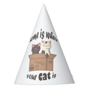 Funny quote Home is where your cat is Party Hat