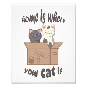 Funny quote Home is where your cat is Photo Print