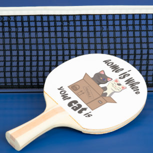 Funny quote Home is where your cat is Ping Pong Paddle