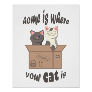 Funny quote Home is where your cat is Poster