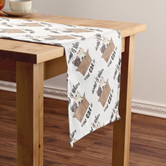 Funny quote Home is where your cat is Short Table Runner (In Situ)