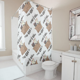 Funny quote Home is where your cat is Shower Curtain