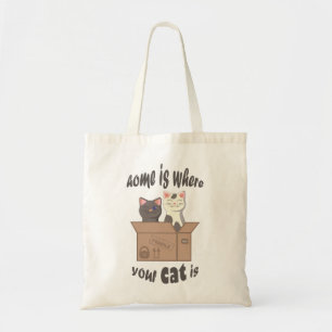 Funny quote Home is where your cat is Tote Bag