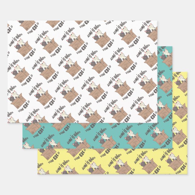 Funny quote Home is where your cat is Wrapping Paper Sheet (Set)