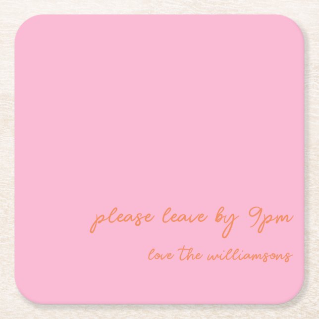 Funny Quote Introvert Humor Custom Pink Orange Square Paper Coaster (Front)