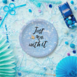 Funny Quote -Just Roll With Hanukkah  Paper Plate<br><div class="desc">Add some extra festive spirit to your Hanukkah celebration with the entertaining paper plates! The unique and stylish "Just Roll With It" paper plate is sure to bring a smile to everyone's face. Don't miss the chance to enhance your holiday decor! Get your Hanukkah plate today!</div>
