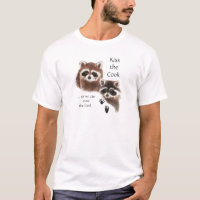 Funny Quote Kiss the Cook Cute Raccoons, Animal
