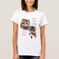 Funny Quote Kiss the Cook Cute Raccoons, Animal