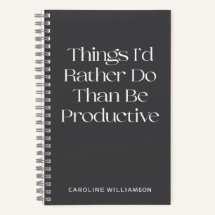 Funny Quote Lazy Procrastination Personalised Notebook