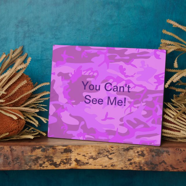 Funny Quote Light Purple Camouflage Plaque (Side)