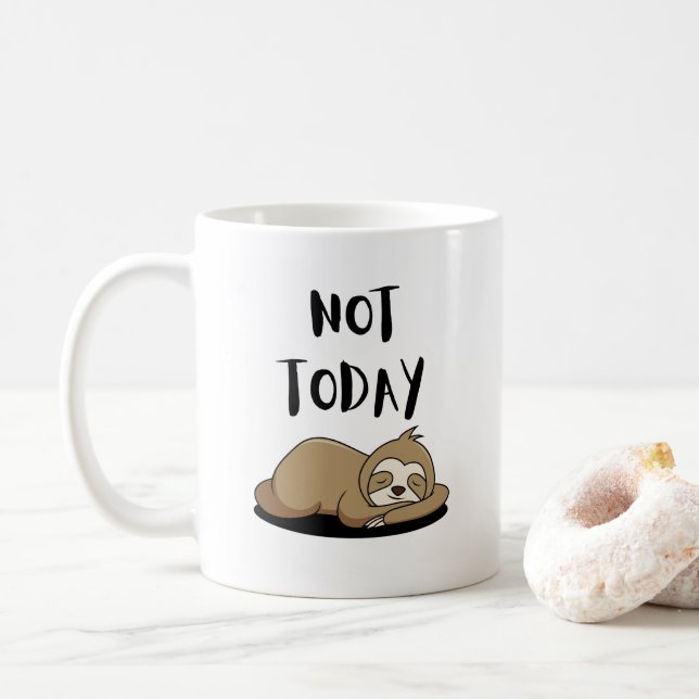 Funny quote minimalist NOT TODAY Coffee Mug (With Donut)