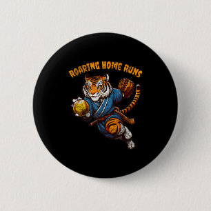 Funny Quote Roaring Home Run Ball Retro Tiger Love 6 Cm Round Badge