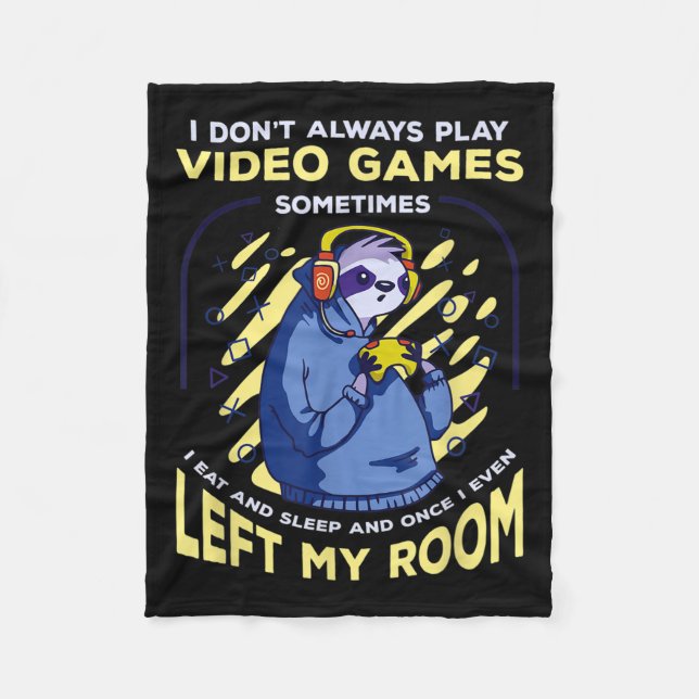 Funny Quote Sloth Playing Video Games Funny Retro  Fleece Blanket (Front)
