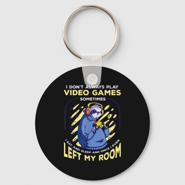 Funny Quote Sloth Playing Video Games Funny Retro  Key Ring (Front)
