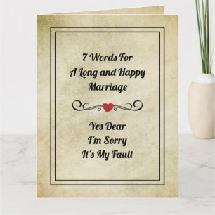Funny Quotes 7 Words FOR a Long Marriage Card