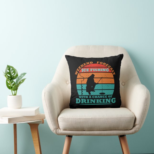funny quotes about ice fishing and drinking lovers cushion (Chair)