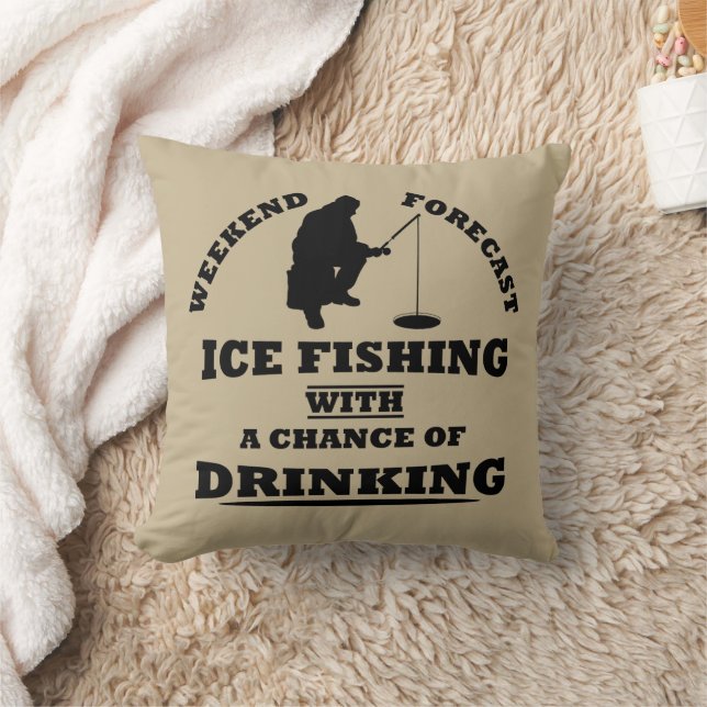 funny quotes about ice fishing and drinking lovers cushion (Blanket)