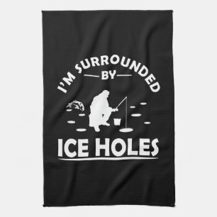 funny quotes about ice fishing lovers tea towel