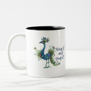 Funny Quotes Funny Quirky Whimsical Bird Two-Tone Coffee Mug
