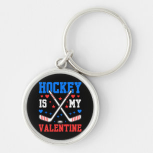 Funny Quotes Ice Hockey Is My Valentine Sport Team Key Ring