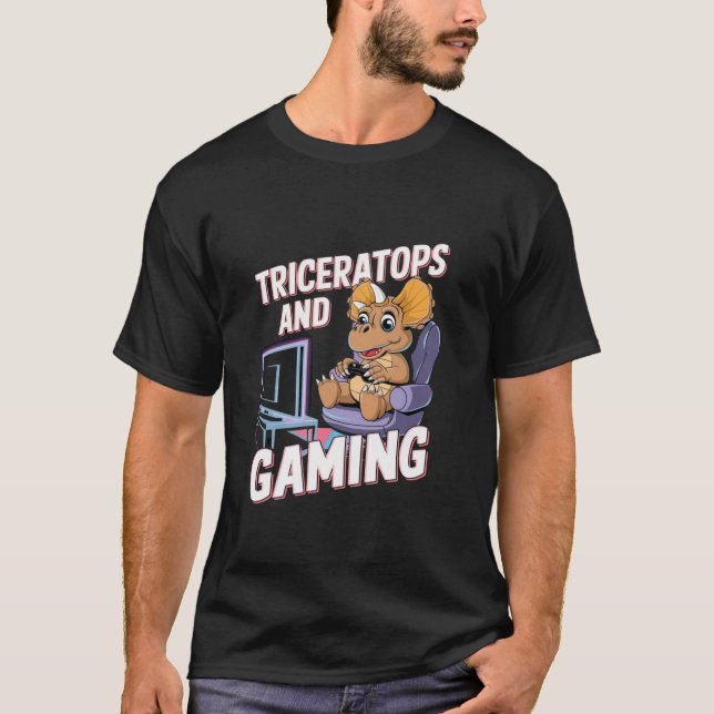 Funny quotes triceratops video game graphic tee ga (Front)