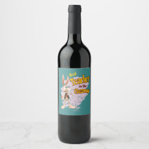 Funny Rabbit Best Teacher in the Classroom Wine Label
