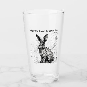 Funny Rabbit Black White Ink Customised Glass