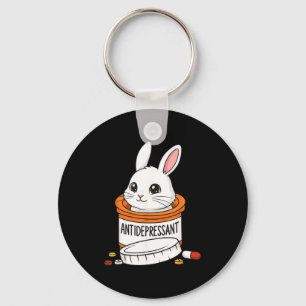 Funny Rabbit Bunny Anti Depressant Zoo Boys Girls Key Ring