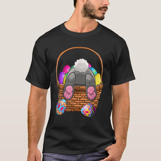 Funny Rabbit Eggs Bunny In Basket Tee (Front)