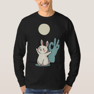 Funny Rabbit hand shadow puppets humor pop art T-Shirt