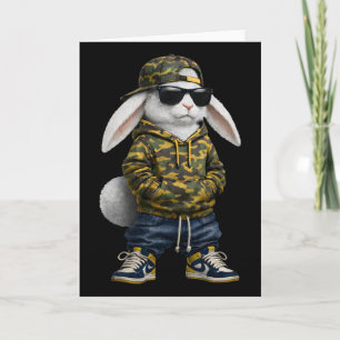 Funny Rabbit Hip Hop Bunny Camo Easter Men Boy Tod Card