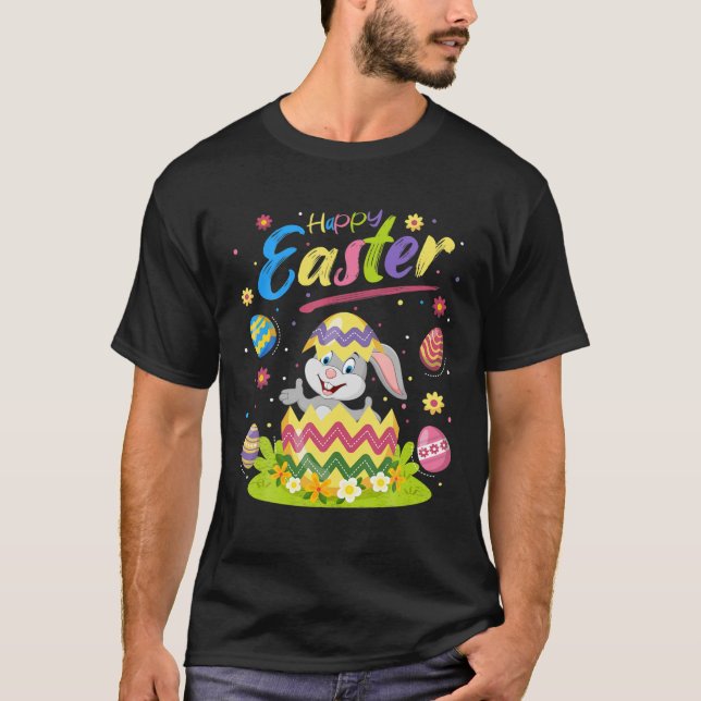Funny Rabbit Lover Easter Egg Cute Rabbit Happy Ea T-Shirt (Front)
