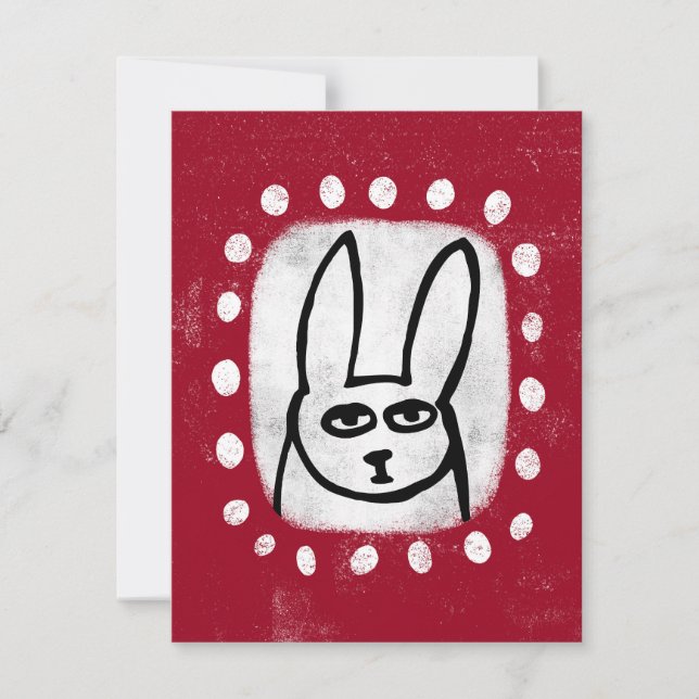 Funny Rabbit On Red Greeting Card (Front)