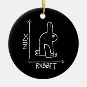 Funny Rabbit or Duck, wildlife animal diptyc Ceramic Tree Decoration