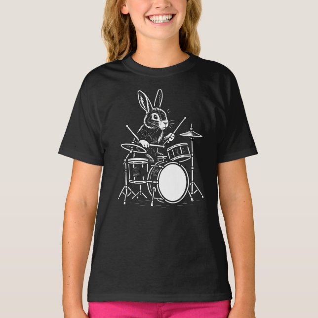 funny rabbit plays the drums T-Shirt (Front)