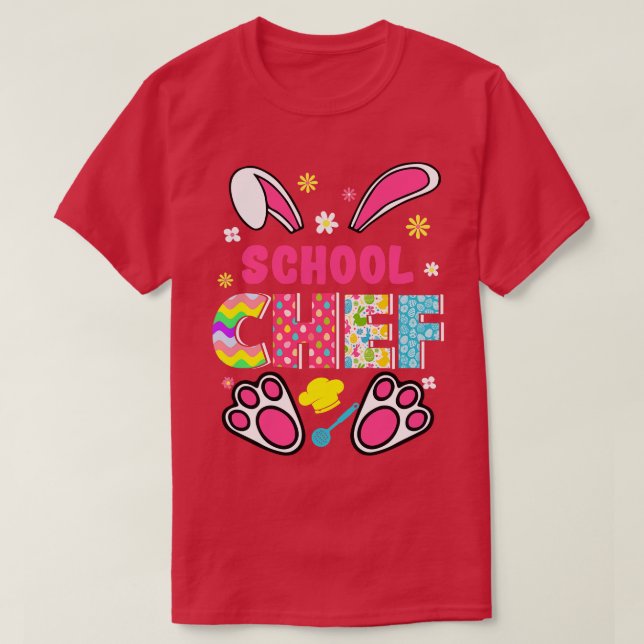 Funny Rabbit School Chef Easter Day Eggs Bunny  T-Shirt (Design Front)